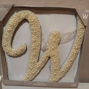 Pearl beaded “W” initial